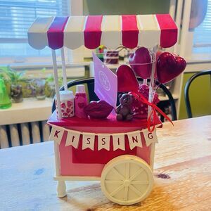 MARTHA STEWART Valentines Day Kissing Booth Cart With Gifts Tabletop Decor